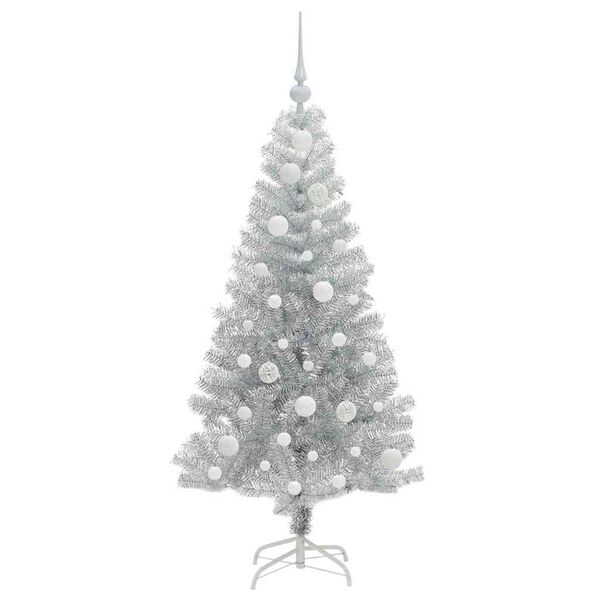 vidaXL Albero di Natale con 150 LED con supporto Argento 120 cm PET