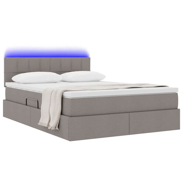 vidaXL Letto con contenitore e LED con led Talpa 140 x 190 cm Tessuto
