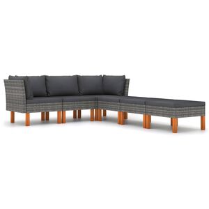 vidaXL Set Divani da Giardino 6 pz con Cuscini in Polyrattan Grigio
