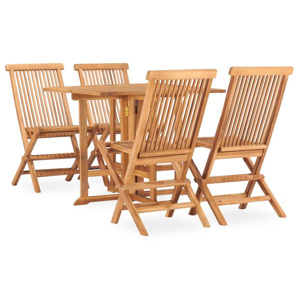 vidaXL Set da Pranzo da Giardino 5 pz Pieghevole in Massello di Teak