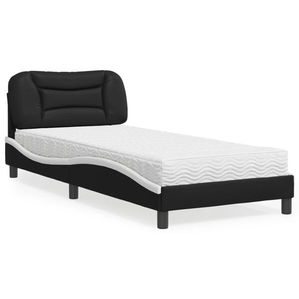 vidaXL Letto con Materasso Hvar Nero e Bianco 80x200 cm in Similpelle