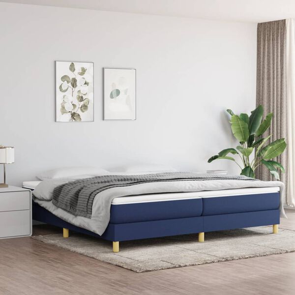 vidaXL Struttura Letto a Rete a Molle Blu 200x200 cm in Tessuto