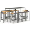 vidaXL Set Bar Giardino 11pz Grigio Polyrattan e Legno Massello Acacia
