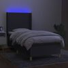 vidaXL Letto a Molle Materasso e LED Grigio Scuro 80x200 cm in Tessuto