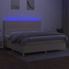 vidaXL Letto a Molle Materasso e LED bianco 200x200cm in Tessuto