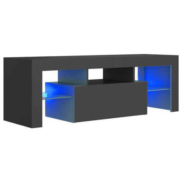 vidaXL Mobile Porta TV con Luci LED Grigio 120x35x40 cm