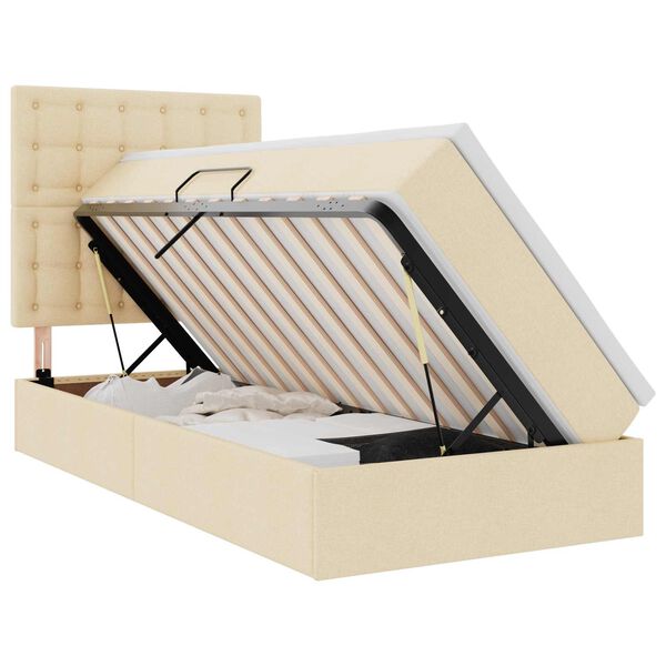 vidaXL Letto con contenitore e materasso Crema 100 x 200 cm Poliestere