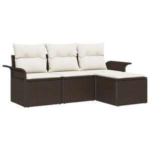 vidaXL Set di divani con cuscino 4 pcs Marrone e Crema polyrattan