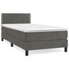 vidaXL Giroletto a Molle con Materasso Grigio Scuro 80x200 cm Velluto
