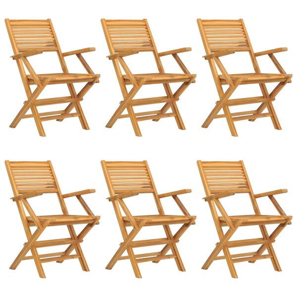 vidaXL Sedie da Giardino Pieghevoli 6pz 55x62x90cm Legno Massello Teak