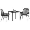 vidaXL Set da Pranzo per Giardino con cuscino 3 pcs Nero polyrattan