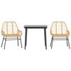 vidaXL Set da Pranzo da Giardino 3 pz Marrone in Polyrattan Vetro