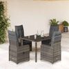 vidaXL Set Bistr&ograve; da Giardino 5 pz con Cuscini in Polyrattan Grigio