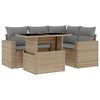 vidaXL Set Divano da Giardino 5 pz con Cuscini Beige in Polyrattan