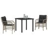 vidaXL Set da Pranzo per Giardino 3 pcs Grigio chiaro polyrattan
