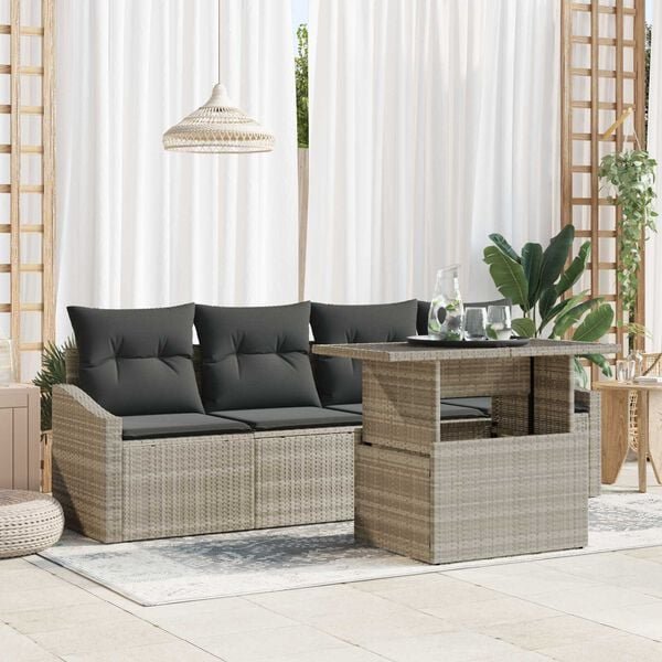 vidaXL Set Divano da Giardino 5 pcs Grigio chiaro polyrattan