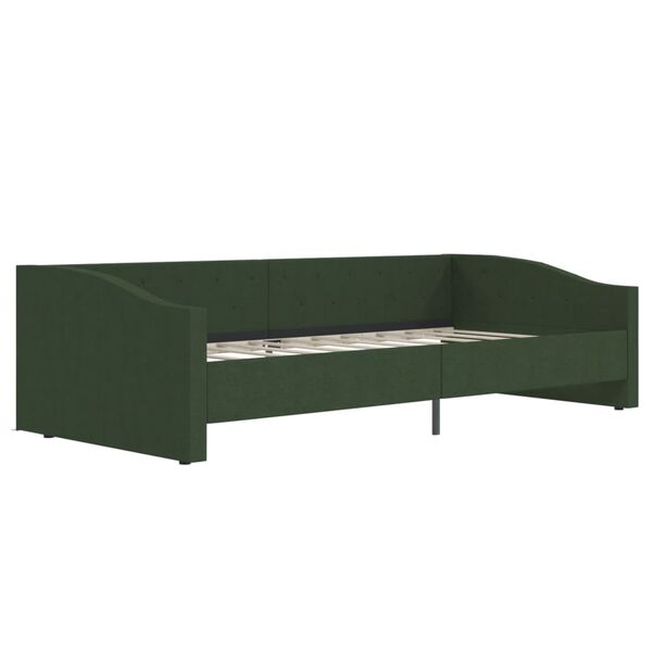 vidaXL Dormeuse con Materasso USB Verde Scuro in Tessuto 90x200 cm
