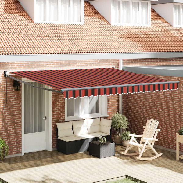 vidaXL Tenda Retrattile arancione e marrone 400 × 300 cm Poliestere