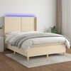 vidaXL Letto a Molle con Materasso e LED Crema 140x190 cm in Tessuto
