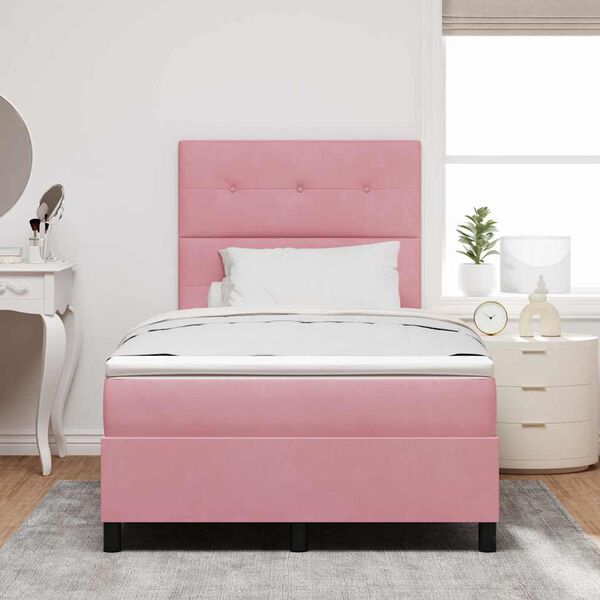vidaXL Letto a Sorgente LED con materasso Rosa 120 x 200 cm Velluto