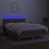 vidaXL Letto a Molle con Materasso e LED Tortora 140x190 cm in Tessuto