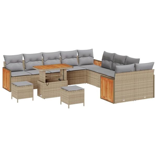 vidaXL Set Divano da Giardino 17 pcs Beige e Grigio Chiaro polyrattan