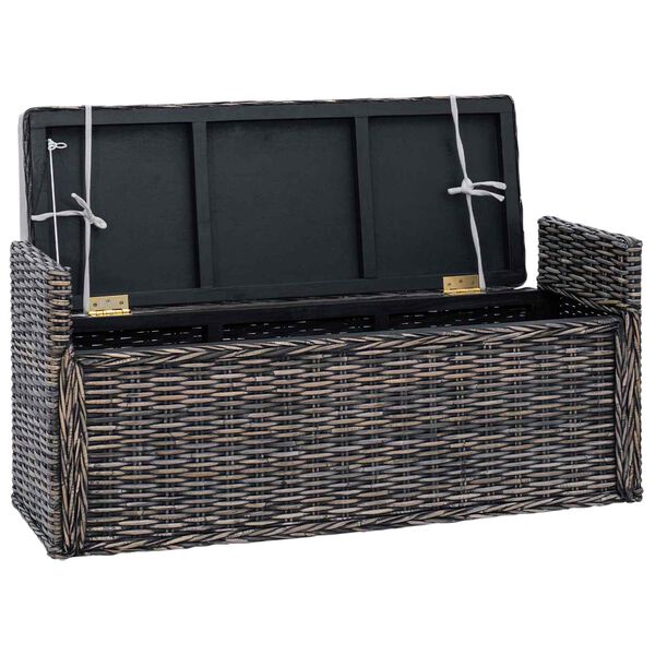 vidaXL Panchina con contenitore Nero Lavato 110 x 40 x 50 cm Rattan