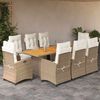 vidaXL Set da Pranzo da Giardino 9 pz con Cuscini Beige in Polyrattan