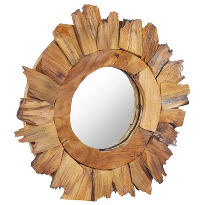 vidaXL Specchio da Parete 40 cm in Legno di Teak Rotondo