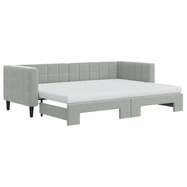 vidaXL Divano Letto Estraibile Materassi Grigio Chiaro 80x200 Velluto