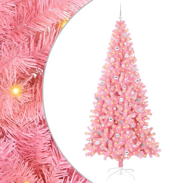 vidaXL Albero di Natale con 300 LED con supporto Rosa 240 cm PVC