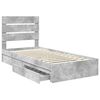 vidaXL Letto con Contenitore con testiera Grigio cemento 90 x 200 cm