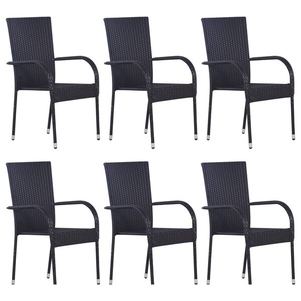 vidaXL Set Mobili da Pranzo Giardino 7 pz in Polyrattan Nero