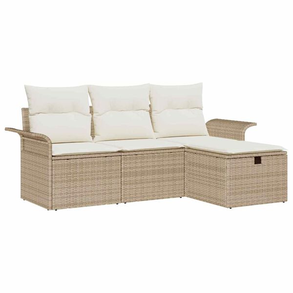 vidaXL Set Divano da Giardino 4 pcs Beige e Crema polyrattan