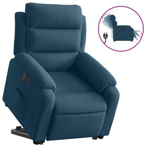 vidaXL Poltrona Alzapersona Reclinabile Elettrica Blu in Velluto