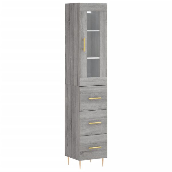 vidaXL Credenza Grigio Sonoma 34,5x34x180 cm in Legno Multistrato