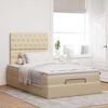 vidaXL Struttura Letto Pouf con Materasso Crema 120x200 cm in Tessuto