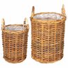 vidaXL Cesto per Piante 2 pz Marrone Naturale Rattan Kubu