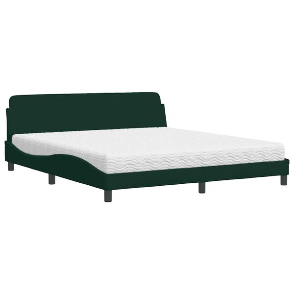 vidaXL Letto con Materasso Dover Verde Scuro 180x200 cm in Velluto