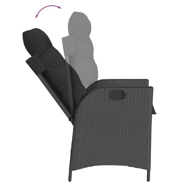 vidaXL Set da Pranzo da Giardino 7 pz Nero con Cuscini in Polyrattan