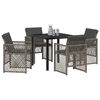 vidaXL Set da Pranzo per Giardino 5 pcs Grigio polyrattan