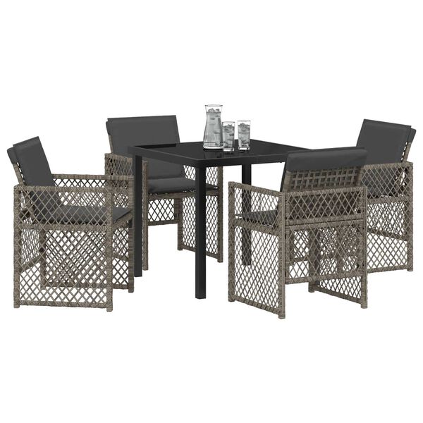 vidaXL Set da Pranzo per Giardino 5 pcs Grigio polyrattan