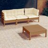 vidaXL Set Salotto da Giardino 4 pz con Cuscini Crema in Legno di Pino