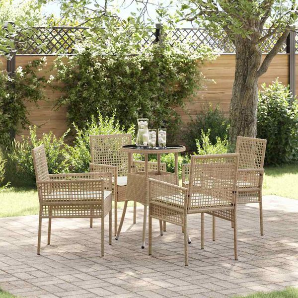 vidaXL Set da Pranzo per Giardino 5 pcs Beige Poly Rattan
