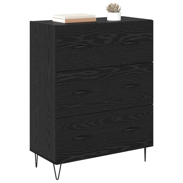 vidaXL Credenza con cassetto Rovere Nero 69,5 x 34 x 90 cm