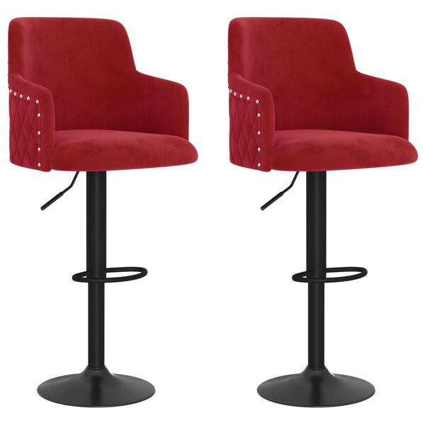 vidaXL Sgabelli da Bar 2 pz Rosso Vino in Velluto