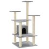 vidaXL Albero per Gatti con Tiragraffi in Sisal Grigio Chiaro 110 cm
