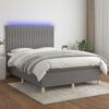 vidaXL Letto a Molle Materasso e LED Grigio Scuro 140x190cm in Tessuto