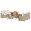 vidaXL Set Divano da Giardino con cuscino 9 pcs Beige Poly Rattan