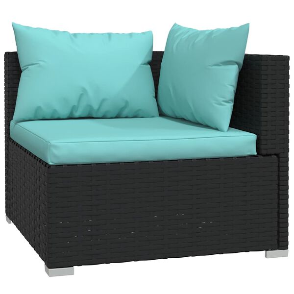 vidaXL Set Divani da Giardino 4 pz con Cuscini in Polyrattan Nero